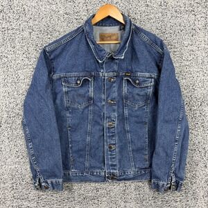 Wrangler Denim Jacket Mens 2XL Blue Authentic Western Button Jean Coat XXL